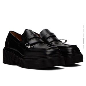 MARNI Black Leather Piercing Loafers